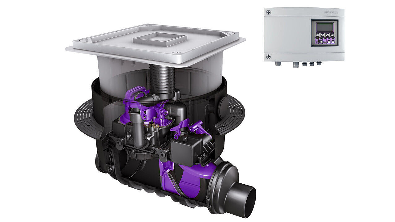 Rückstaupumpanlage Pumpfix F zum Einbau in die Bodenplatte